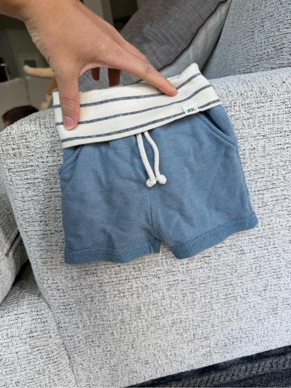 Lulu + Roo Light Blue Kids Shorts with Drawstring